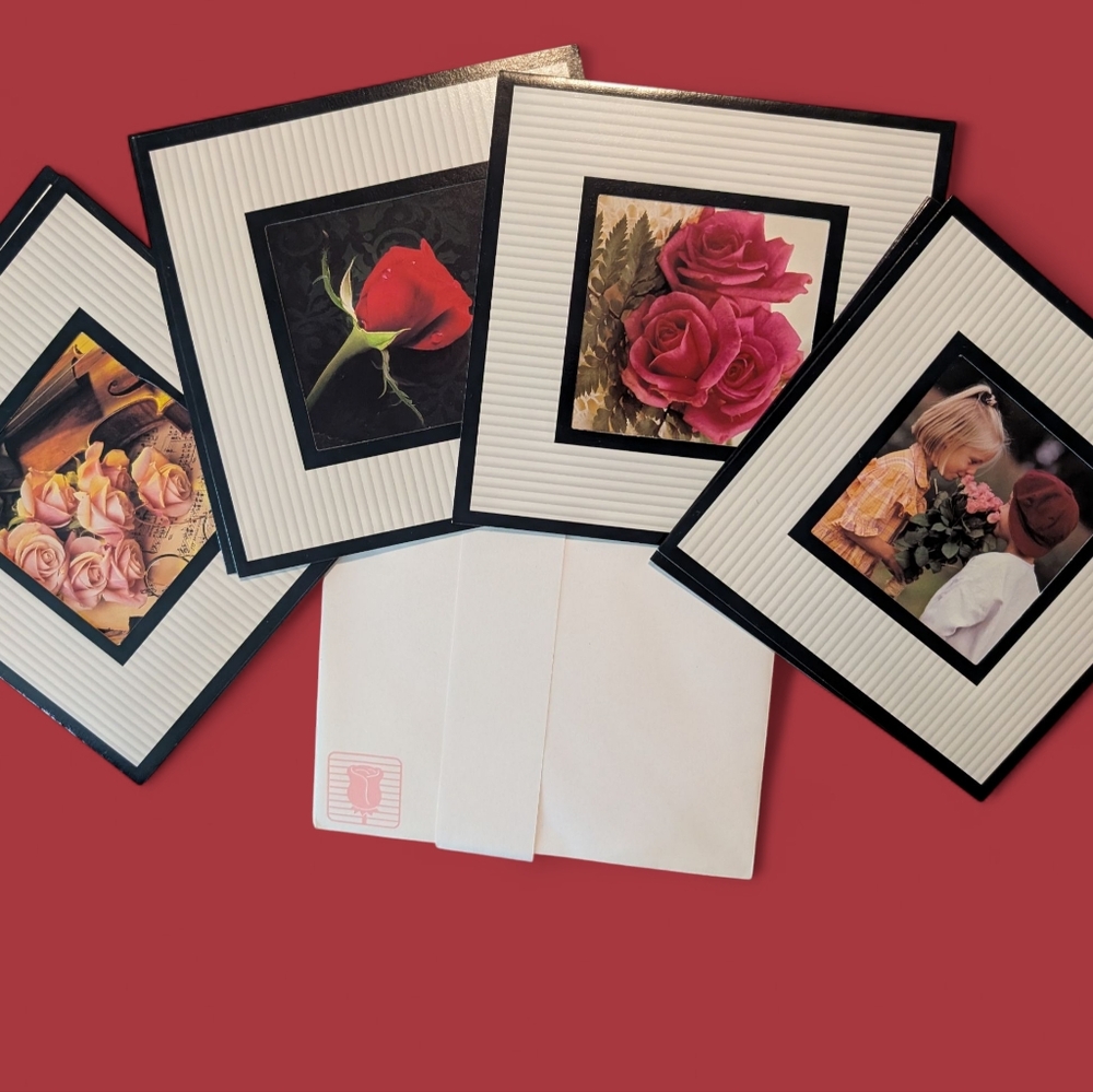 90s Vintage‎ Set Of Floral Romantic Blank Card Set